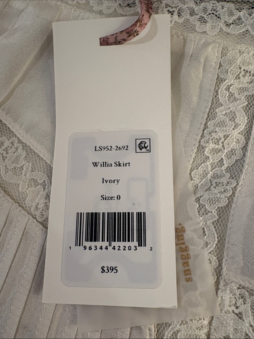 NWT [LoveShackFancy] Willia Silk Lace-Detailed Mini Skirt Women’s 0 - Picture 15 of 16